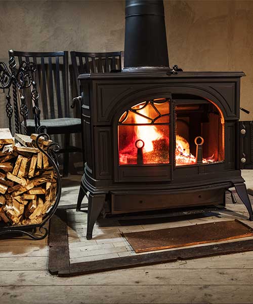 Burning wood in the stove